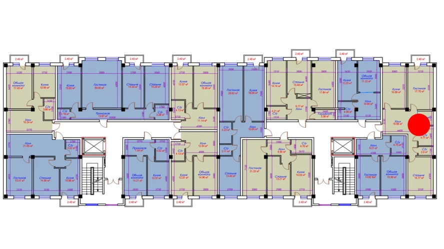 2-xonali xonadon 78.96 m²  9/10 qavat | Ko'kcha-Oqtepa Turar-joy majmuasi