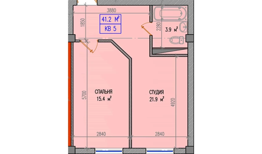 2-комнатная квартира 41.2 м²  1/9 этаж | Жилой комплекс Yuksalish Nurafshon