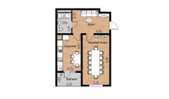 1-комн. квартира 54.8 м²  9/16 этаж | Жилой комплекс BRILLIANT
