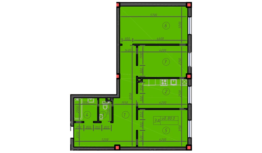 3-комнатная квартира 80 м²  1/12 этаж | Жилой комплекс Sokin hayot