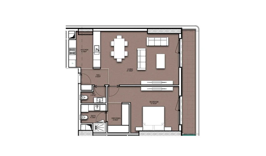 2-xonali xonadon 78.38 m²  18/19 qavat | Resim Taşkent Turar-joy majmuasi