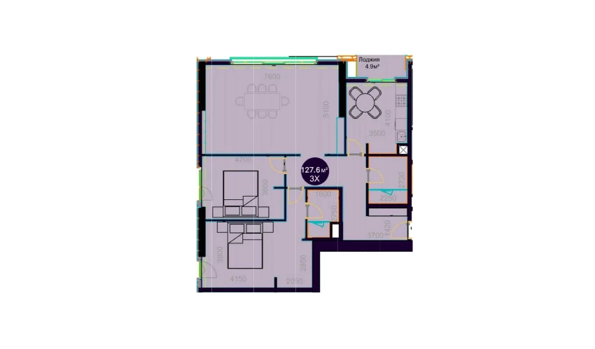 3-комнатная квартира 127.6 м²  17/20 этаж | Жилой комплекс Central Avenue