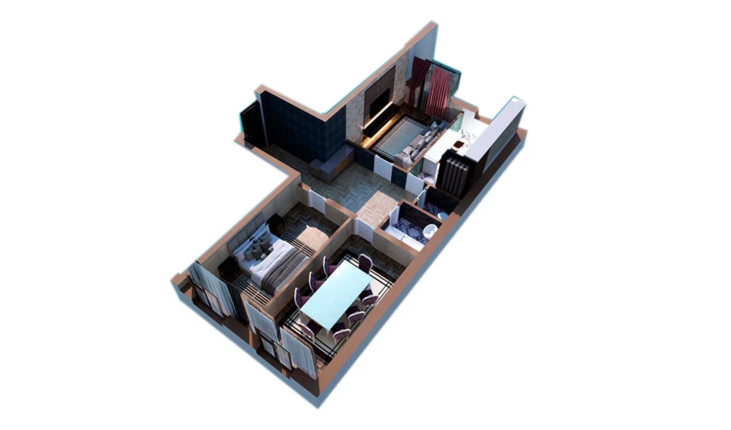 3-xonali xonadon 94.24 m² 4/9 qavat | Orzular Turar-joy majmuasi 3-xonali xonadon 94.24 m² 4/9 qavat | Orzular Turar-joy majmuasi