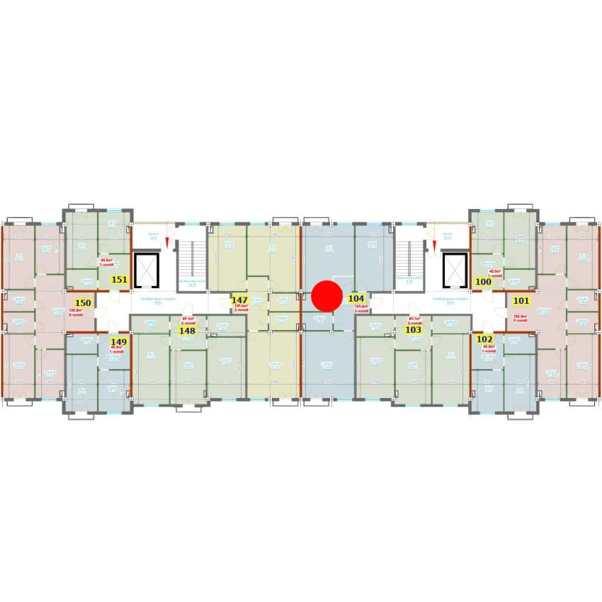2-комн. квартира 109.4 м²  3/9 этаж | Жилой комплекс YANGI AVLOD