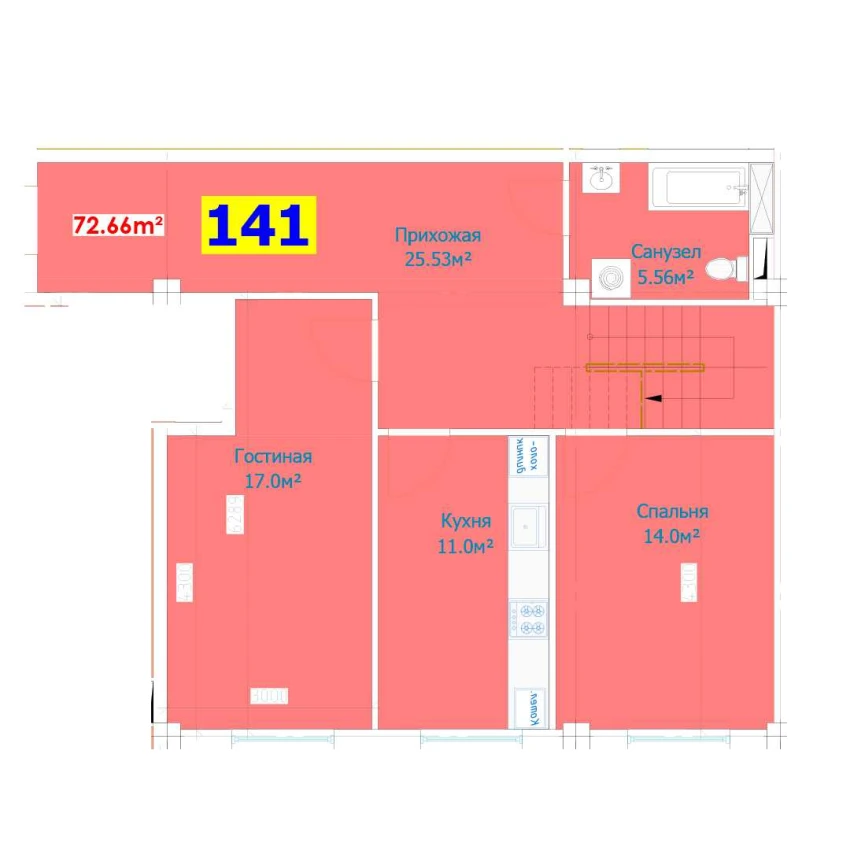 1-комн. квартира 147.16 м²  1/9 этаж | Жилой комплекс YANGI AVLOD