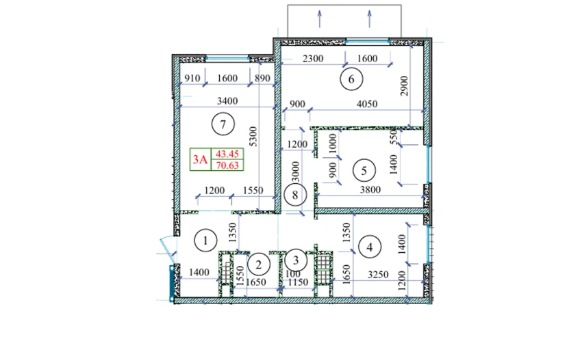 3-комнатная квартира 70.63 м²  1/9 этаж | Жилой комплекс Yangi O'zbekiston