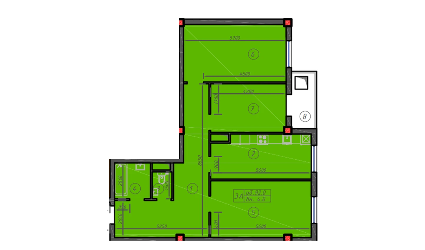 3-комн. квартира 92 м²  2/12 этаж | Жилой комплекс Sokin hayot