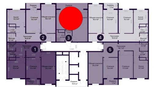 3-xonali xonadon 74.2 m²  11/12 qavat | YAQINLAR Turar-joy majmuasi