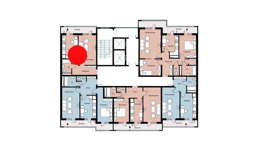 1-xonali xonadon 40.26 m²  2/16 qavat | SOKIN DIYOR Turar-joy majmuasi