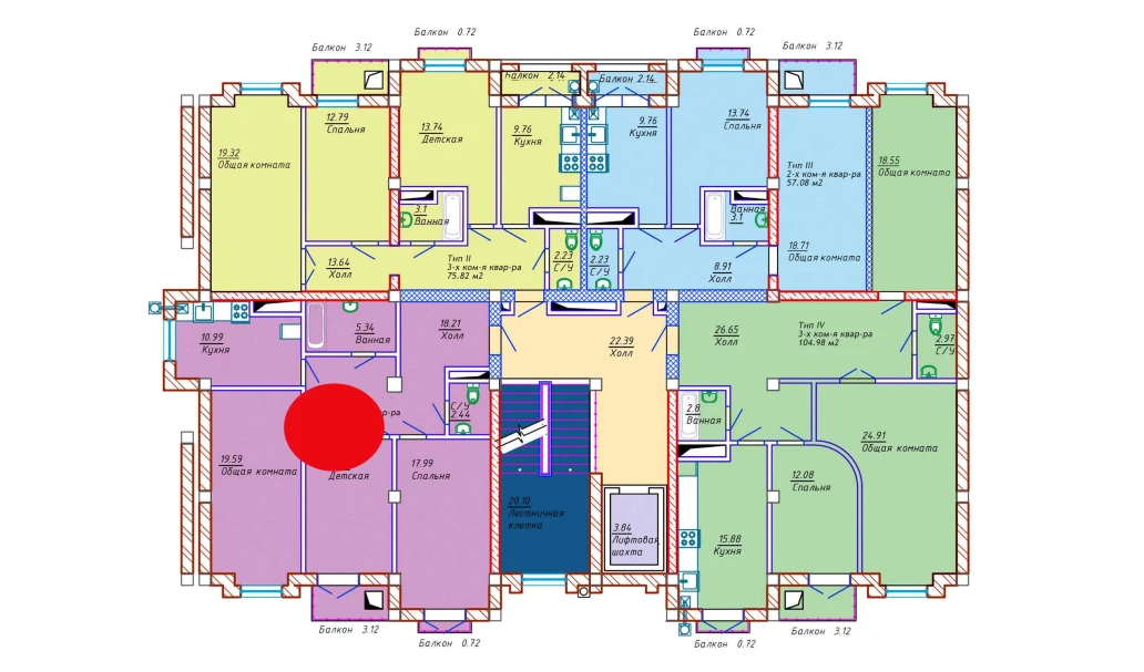 3-комн. квартира 88.98 м²  4/10 этаж | Жилой комплекс Samarqand Park Avenue