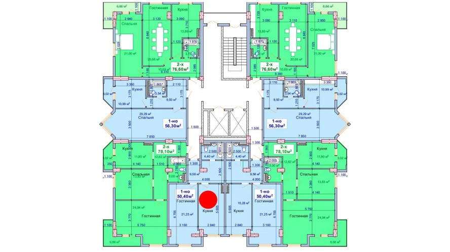 1-комн. квартира 50.4 м²  6/9 этаж | Жилой комплекс SHAYX-UL OLAM