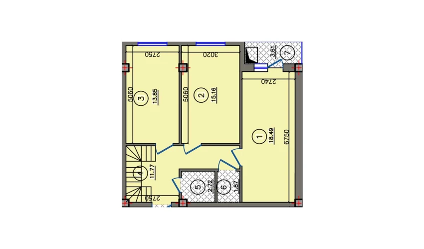 2-xonali xonadon 67.45 m²  10/10 qavat | Qibray City Turar-joy majmuasi