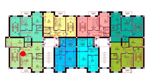 3-xonali xonadon 82.5 m²  4/6 qavat | Sohil bo'yi Turar-joy majmuasi
