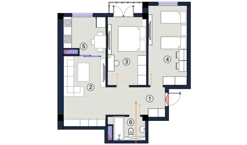 2-xonali xonadon 67 m²  5/9 qavat | FLORYA RESIDENCE Turar-joy majmuasi