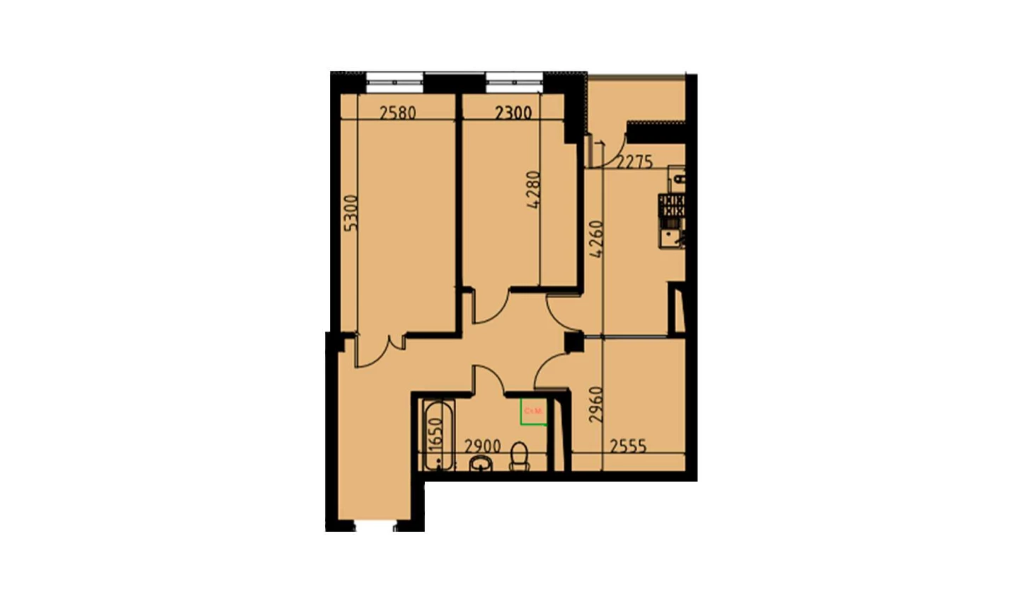 2-xonali xonadon 60.35 m²  9/10 qavat | YANGIOBOD RESIDENCE Turar-joy majmuasi