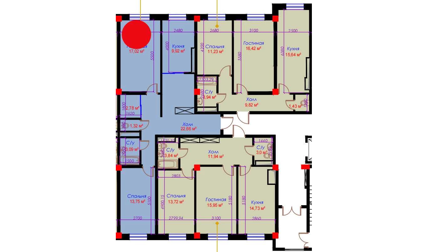 2-xonali xonadon 70.77 m²  10/10 qavat | Ko'kcha-Oqtepa Turar-joy majmuasi