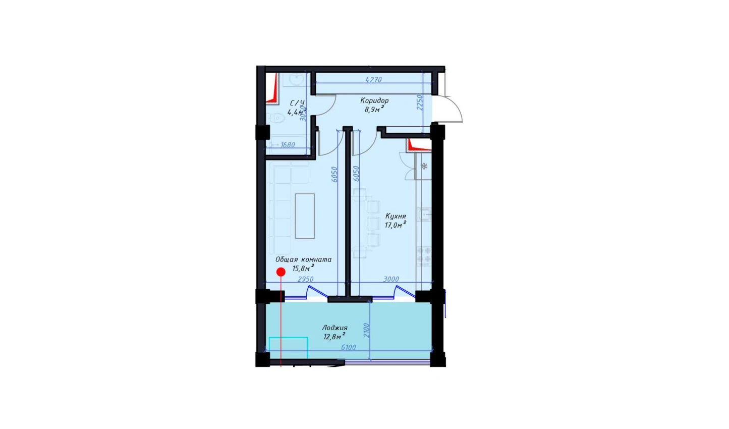 2-комн. квартира 59 м²  8/14 этаж | Жилой комплекс Avia Palace