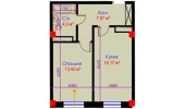 1-xonali xonadon 43.01 m²  10/10 qavat | Ko'kcha-Oqtepa Turar-joy majmuasi