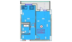 1-комн. квартира 38.88 м²  2/9 этаж | Жилой комплекс XUMO