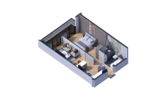 2-комн. квартира 46.7 м²  3/7 этаж | Жилой комплекс Bochka Resort