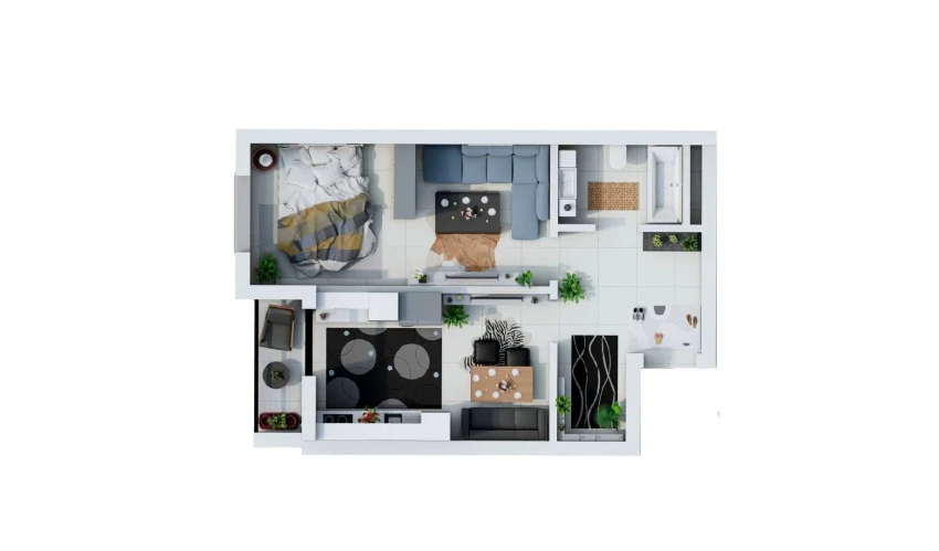 2-xonali xonadon 64.09 m²  7/9 qavat | UCHTEPA CITY Turar-joy majmuasi