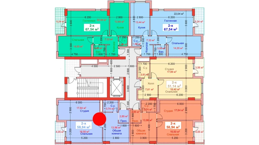 2-комн. квартира 58.94 м²  4/8 этаж | Жилой комплекс CAPITAL AVENUE