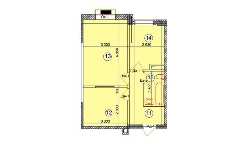2-xonali xonadon 46.7 m²  4/9 qavat | Uchtepa Avenue Turar-joy majmuasi