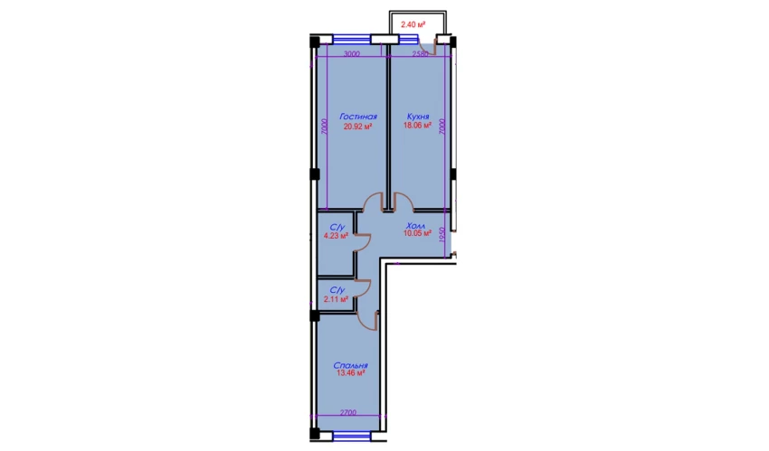 2-xonali xonadon 71.23 m²  9/10 qavat | Ko'kcha-Oqtepa Turar-joy majmuasi