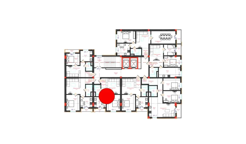 2-комнатная квартира 46.6 м²  6/12 этаж | Жилой комплекс CHINARA PARK