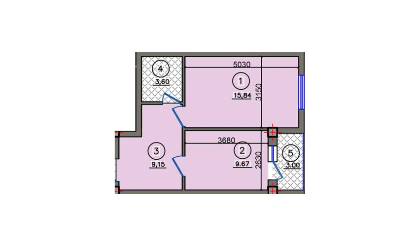 1-комнатная квартира 41.26 м²  8/10 этаж | Жилой комплекс Qibray City