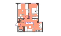 2-xonali xonadon 58.53 m²  1/7 qavat | O'ZBEGIM Turar-joy majmuasi
