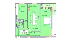 2-комн. квартира 75.72 м²  5/9 этаж | Жилой комплекс SHAYX-UL OLAM