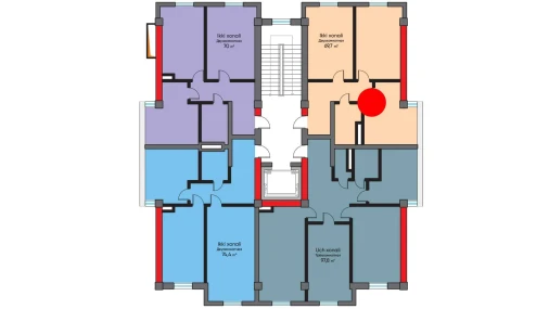 2-xonali xonadon 69.7 m²  4/10 qavat | BRIDGE Turar-joy majmuasi