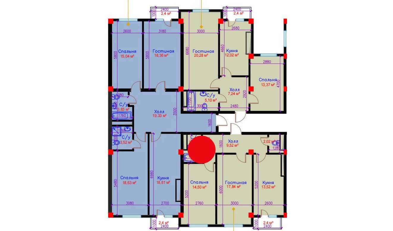2-комн. квартира 64.26 м²  9/10 этаж | Жилой комплекс Ko'kcha-Oqtepa