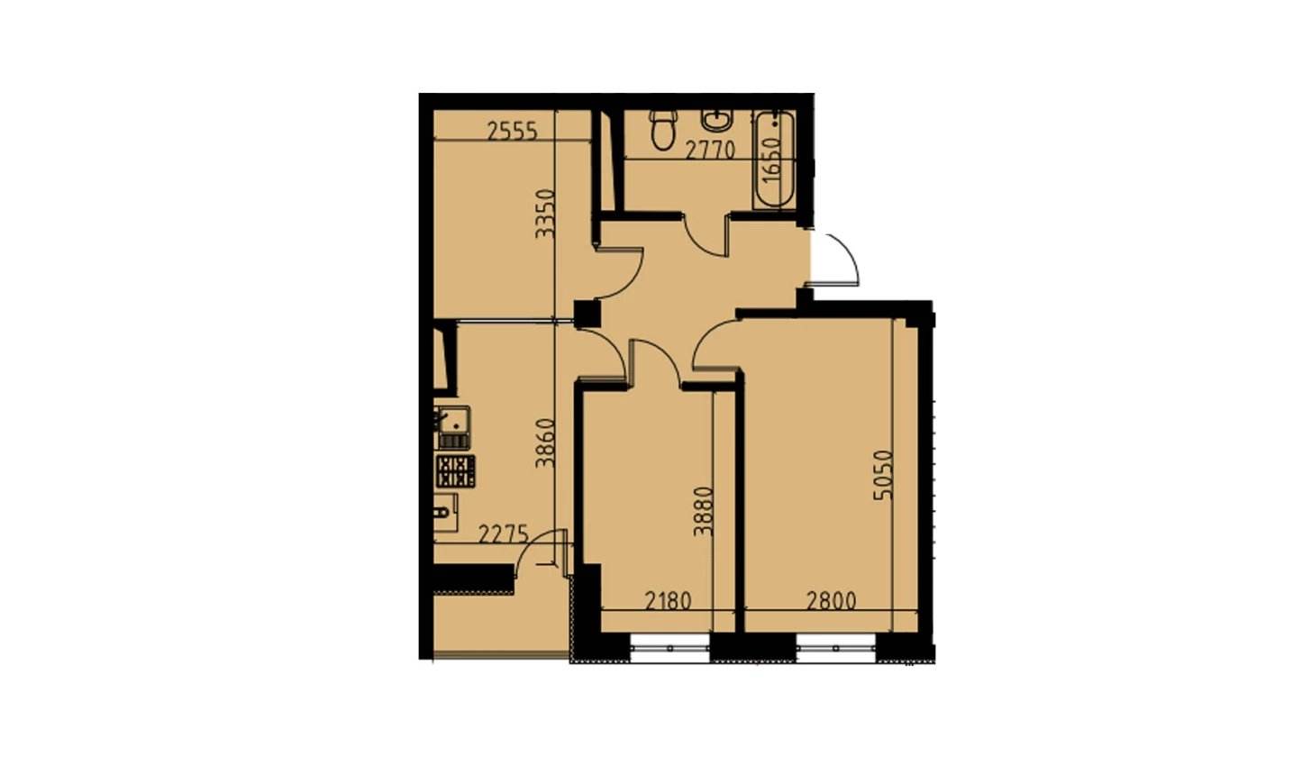2-комн. квартира 53.27 м²  9/10 этаж | Жилой комплекс YANGIOBOD RESIDENCE