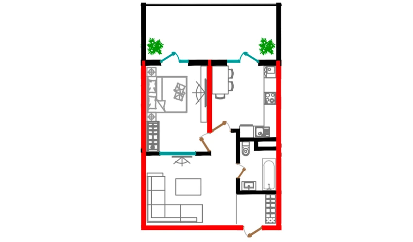 2-xonali xonadon 67 m²  2/12 qavat | Aman Residence Turar-joy majmuasi