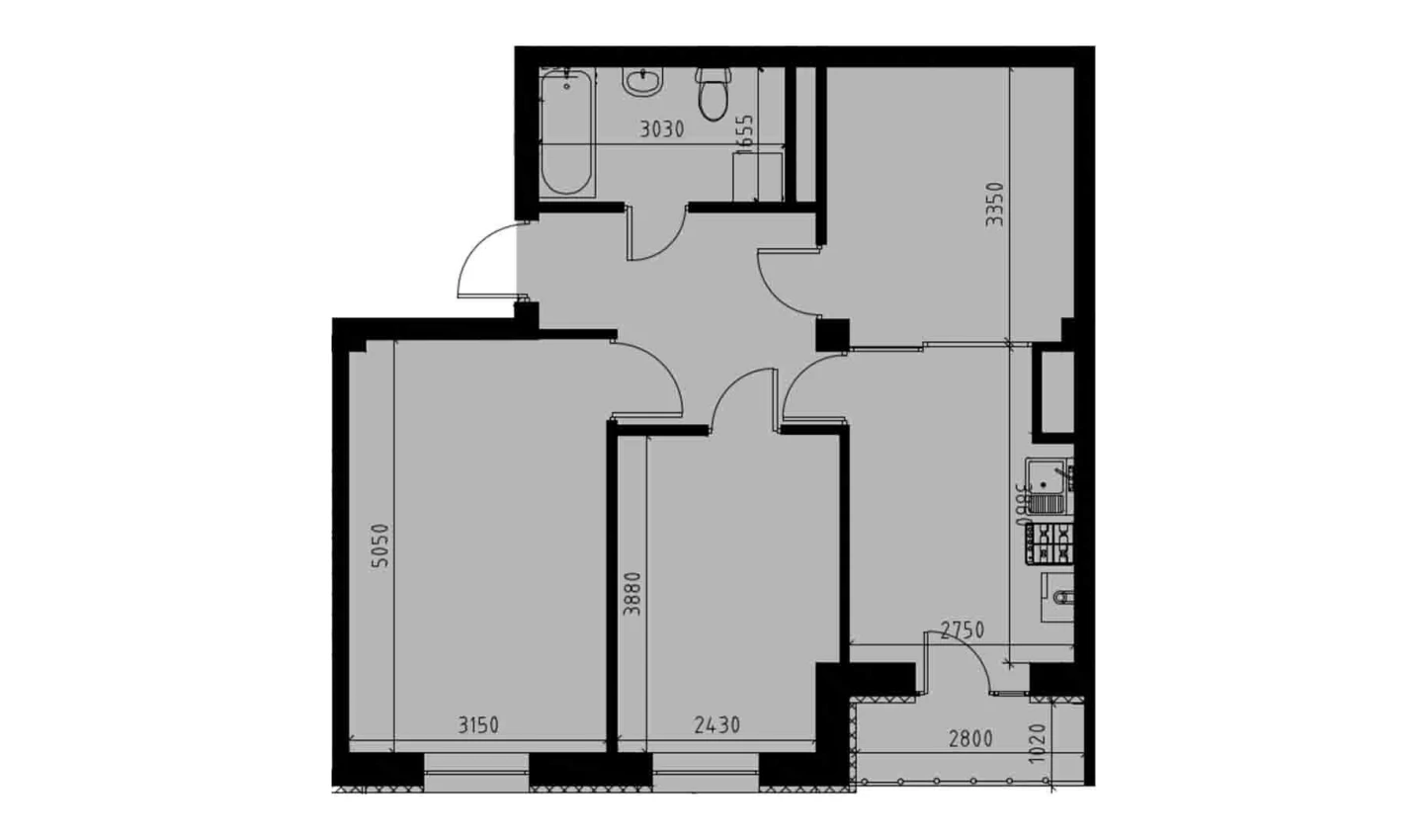 2-комн. квартира 60.53 м²  9/10 этаж | Жилой комплекс YANGIOBOD RESIDENCE