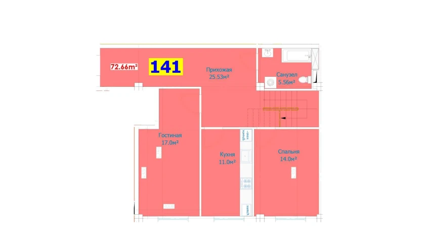 1-xonali xonadon 147.16 m²  1/9 qavat | YANGI AVLOD Turar-joy majmuasi