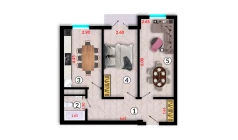 2-комн. квартира 60.2 м²  8/10 этаж | Жилой комплекс Ko'kcha-Oqtepa