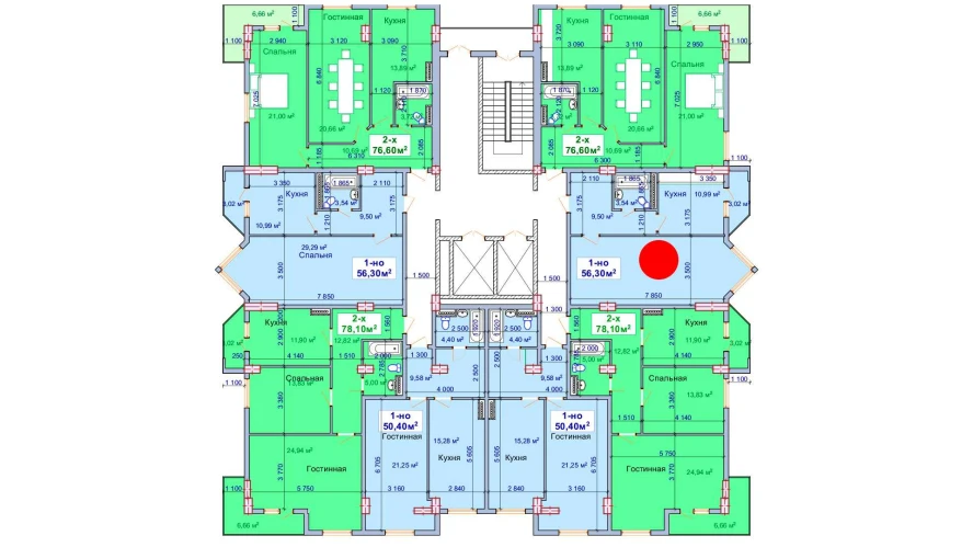 1-комн. квартира 56.3 м²  7/9 этаж | Жилой комплекс SHAYX-UL OLAM