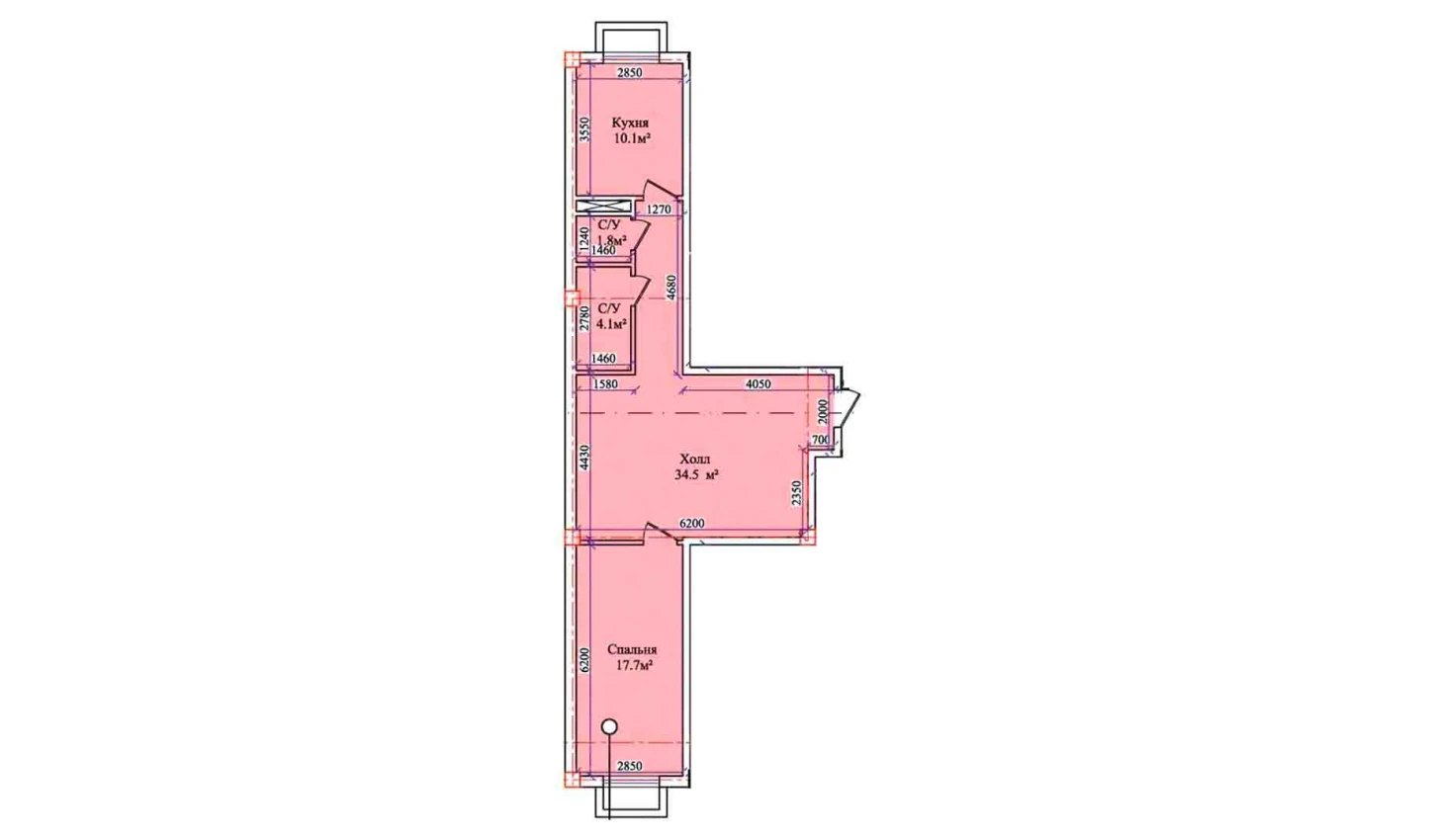 3-комн. квартира 69.4 м²  1/9 этаж | Жилой комплекс CHIRCHIQ CITY