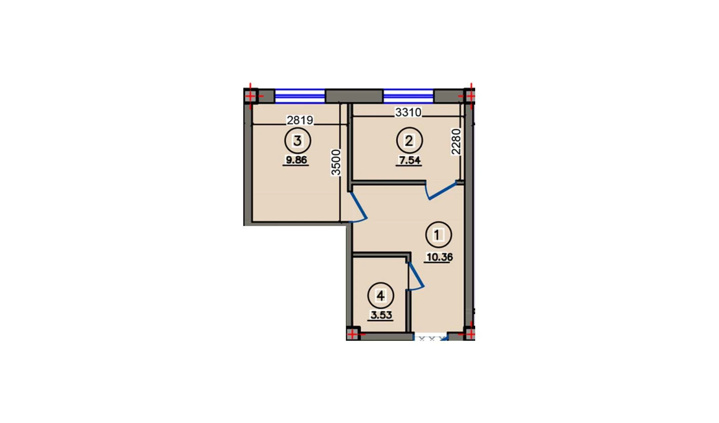 2-xonali xonadon 31.29 m²  1/10 qavat | Qibray City Turar-joy majmuasi