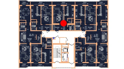 1-комнатная квартира 45.6 м²  12/17 этаж | Жилой комплекс Vertex Tawer