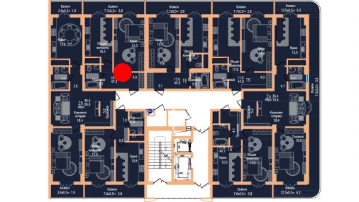 1-xonali xonadon 47 m²  4/17 qavat | Vertex Tawer Turar-joy majmuasi