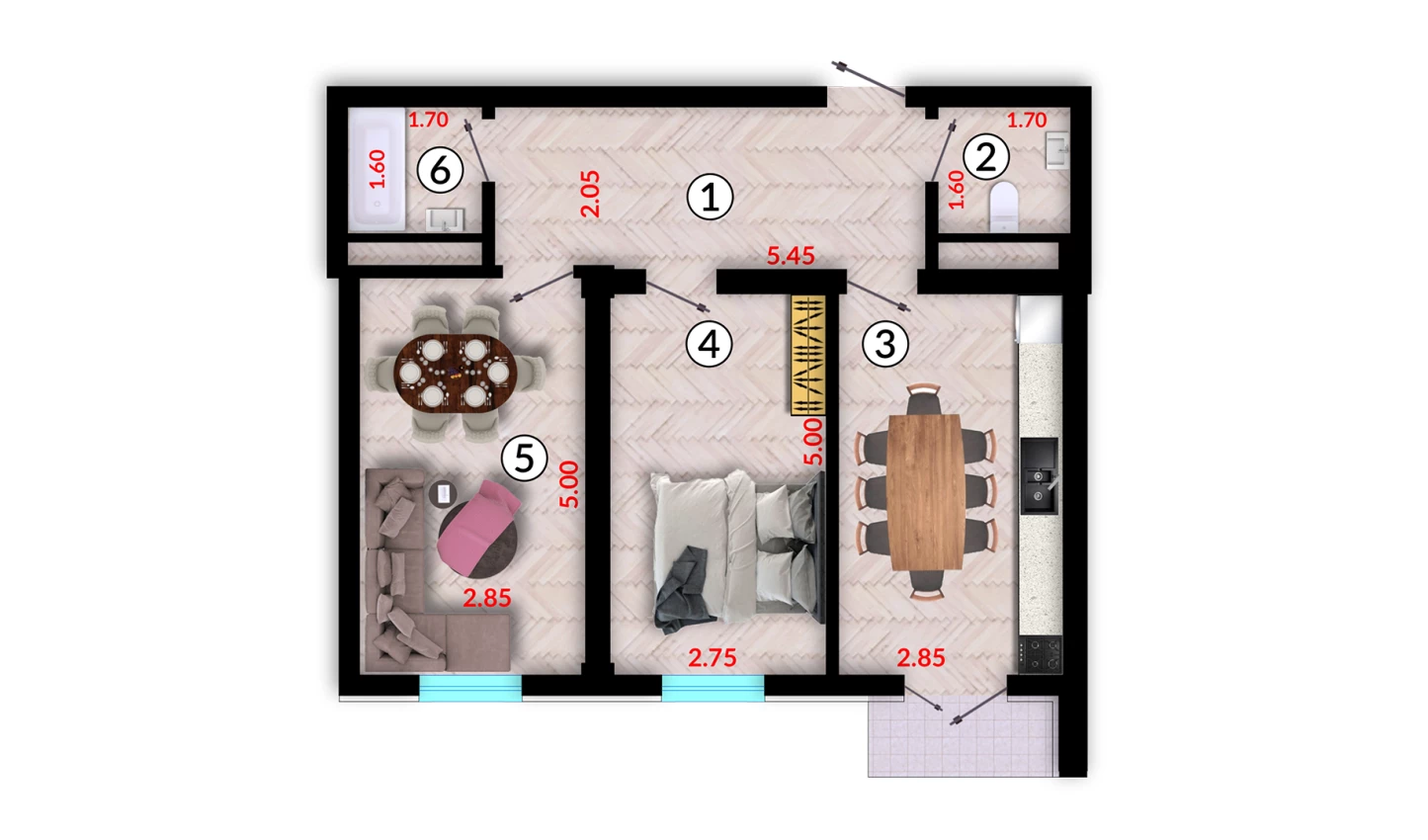 2-комн. квартира 61.2 м²  5/10 этаж | Жилой комплекс Ko'kcha-Oqtepa