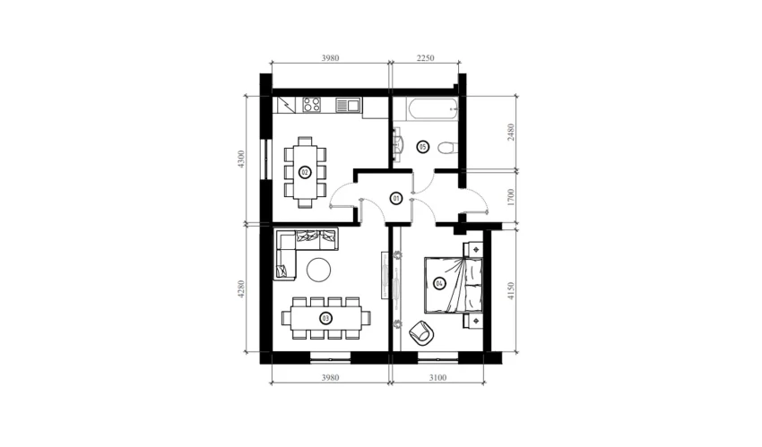 2-комнатная квартира 56.6 м²  4/9 этаж | Жилой комплекс FIDOKOR