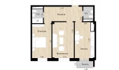 2-xonali xonadon 66.35 m²  2/10 qavat | Ko'kcha-Oqtepa Turar-joy majmuasi