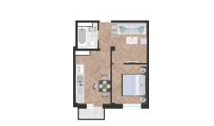1-xonali xonadon 45.27 m²  9/10 qavat | Ko'kcha-Oqtepa Turar-joy majmuasi