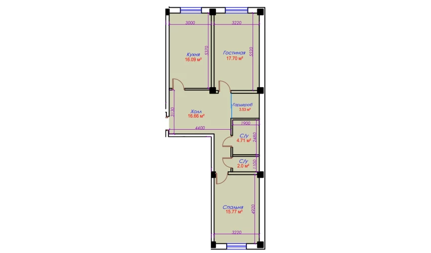 2-комн. квартира 76.56 м²  10/10 этаж | Жилой комплекс Ko'kcha-Oqtepa