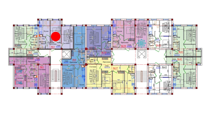 2-комн. квартира 64 м²  1/9 этаж | Жилой комплекс ZAR ZAMONAVIY UYLAR